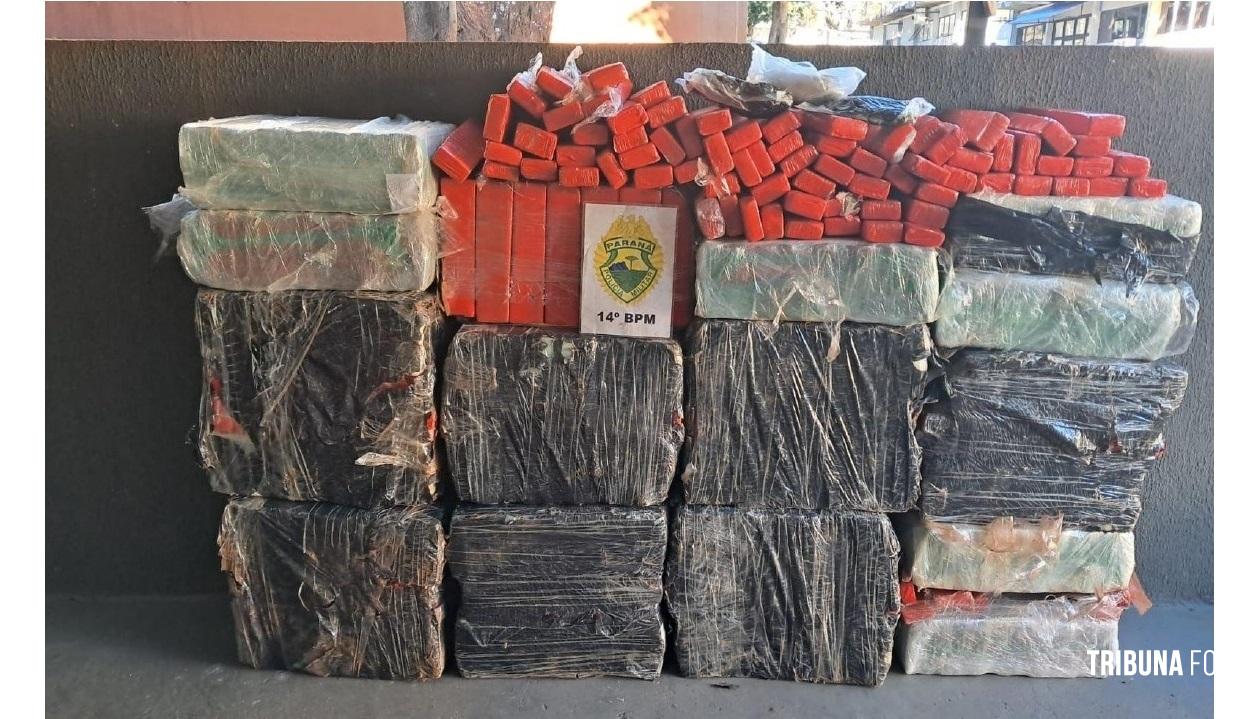 PM apreende 657 Kg de maconha prensada, 1,5 Kg de haxixe e cumpre mandado de prisão no Bairro Morumbi em Foz do Iguaçu