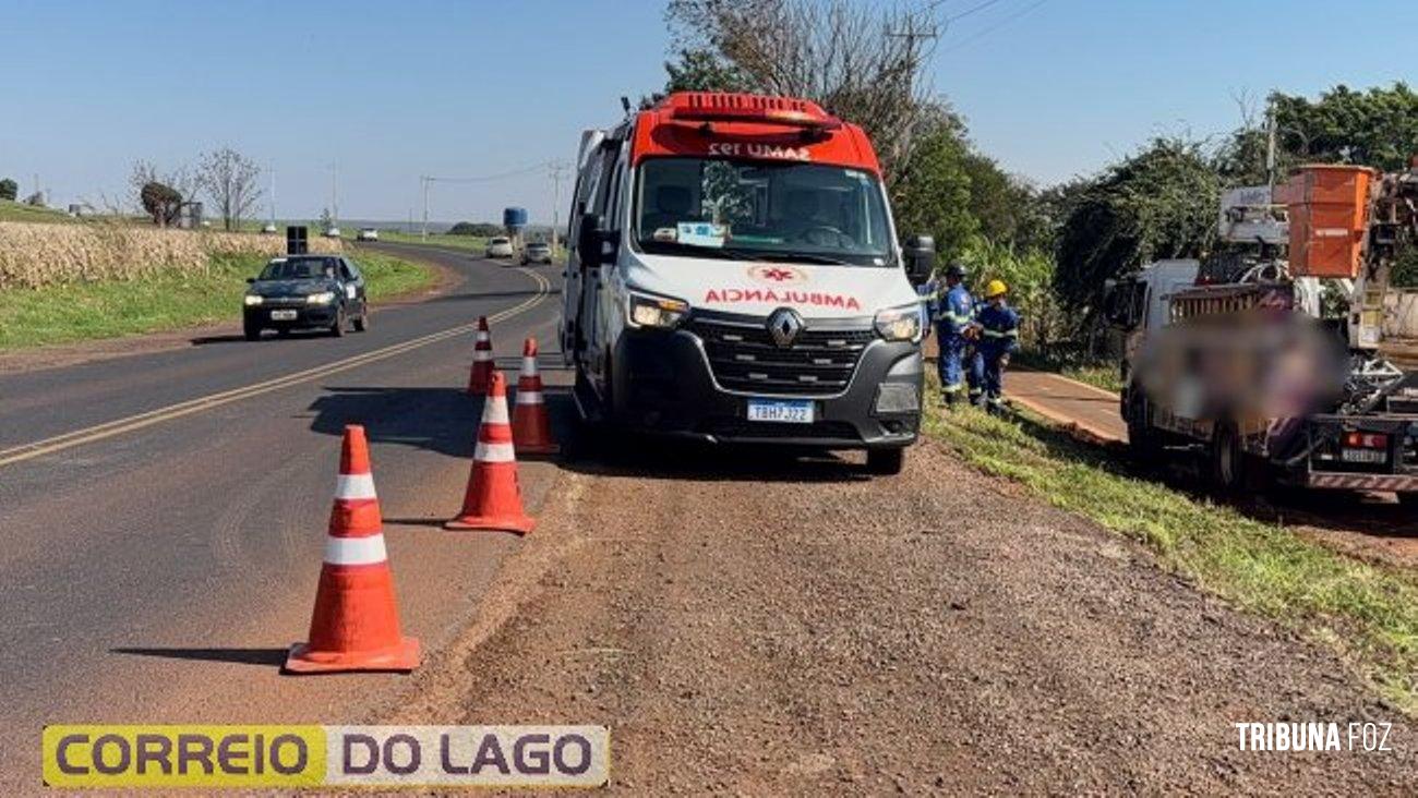Trabalhador sofre descarga elétrica durante manutenção na PR 317 em Santa Helena