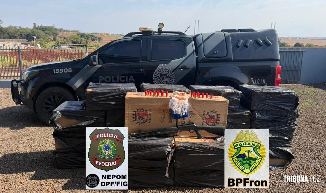 BPFRON e PF apreendem cigarros, arma de fogo e munições em Itaipulândia