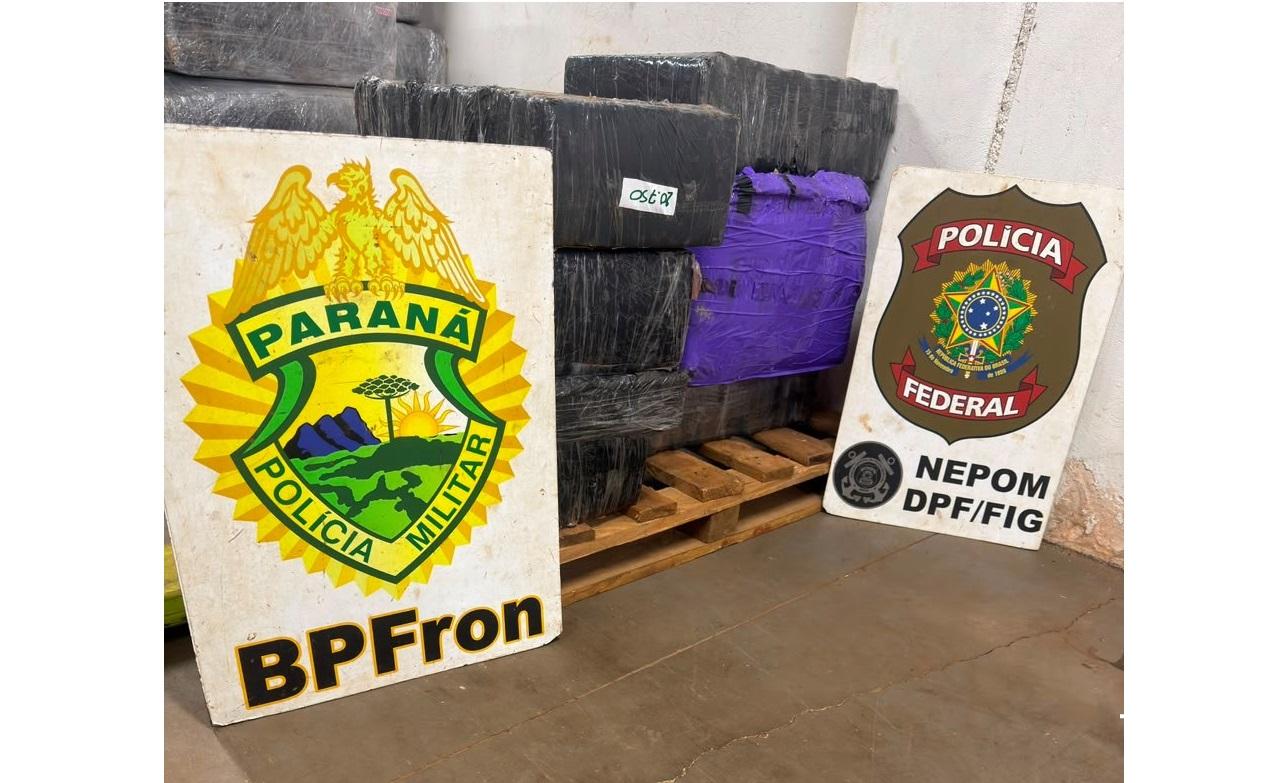 BPFRON e Polícia Federal apreendem 143 Kg de maconha durante patrulhamento fluvial em Foz do Iguaçu