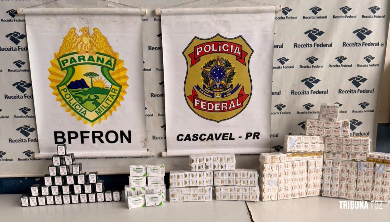 BPFRON e Polícia Federal apreendem medicamentos de descaminho em ônibus na cidade de Santa Tereza do Oeste