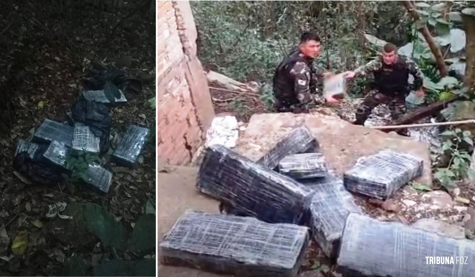 CHOQUE encontra grande quantidade de maconha após incursão a pé na localidade conhecida como "Favela do Monsenhor Guilherme" em Foz do Iguaçu