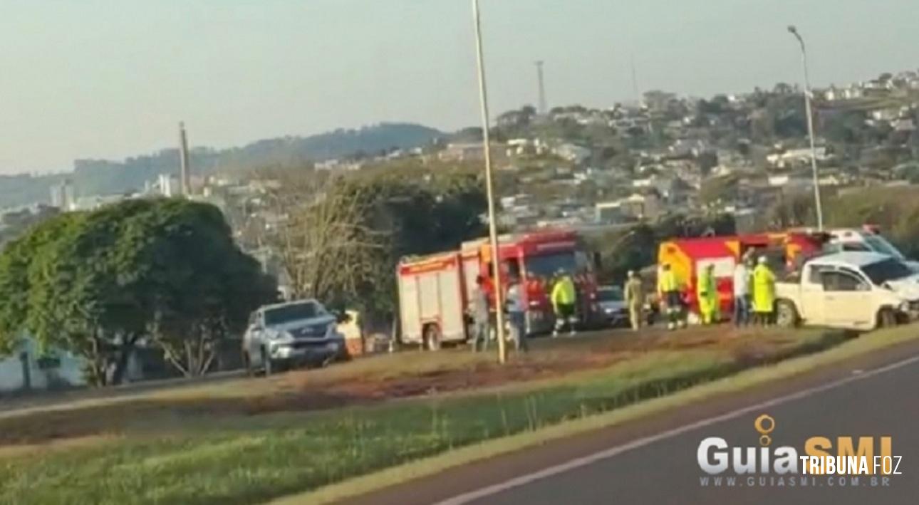 Colisão no trevo do Moinho deixa homem ferido em São Miguel do Iguaçu