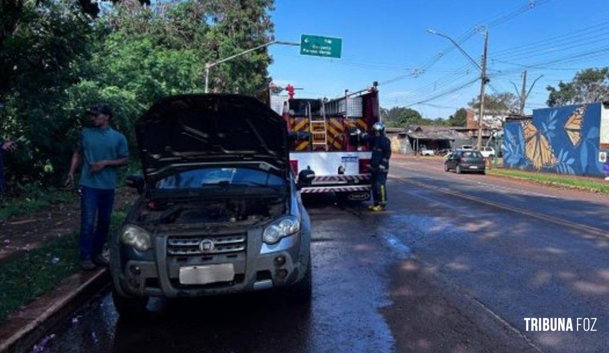 Fiat Strada apresenta princípio de incêndio após falha mecânica em Santa Helena