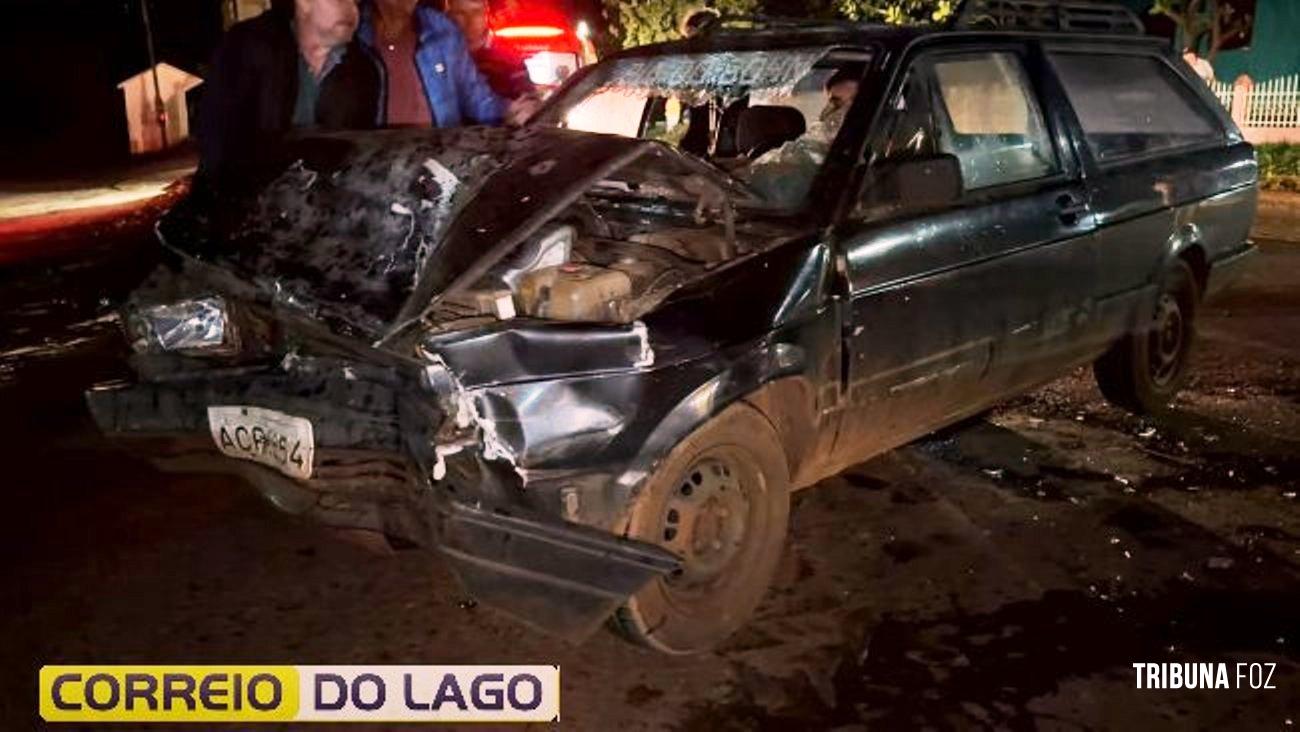 Forte colisão entre dois veículos deixa homem ferido na PR-495 em Santa Helena