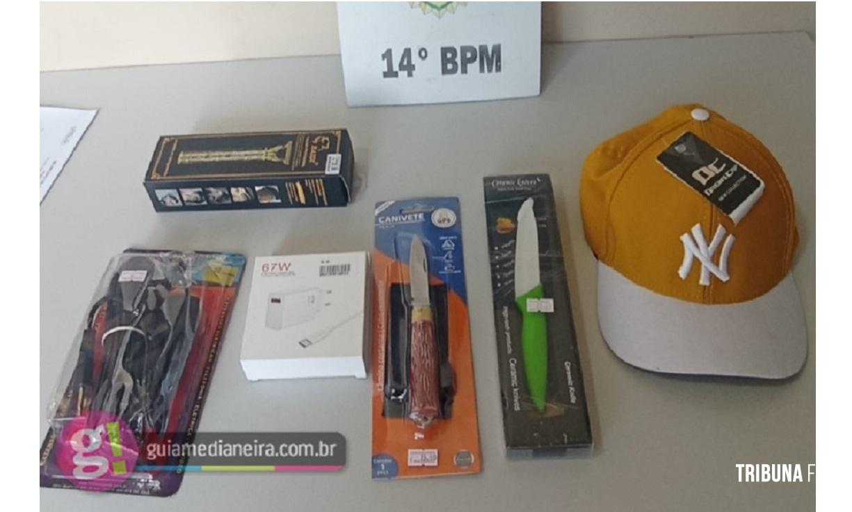 Homem é preso após ser flagrado com produtos furtados de duas lojas no centro da cidade de Medianeira
