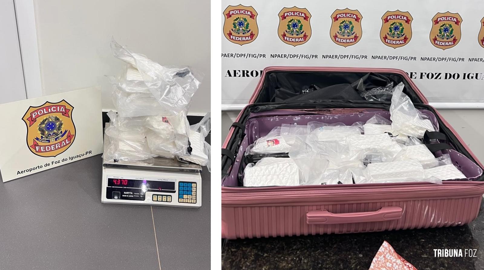 Passageira é presa no aeroporto de Foz do Iguaçu com mais de 4 Kg de cocaína