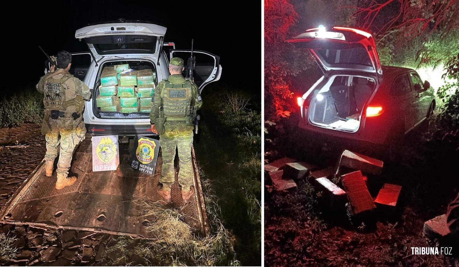 PF e PM apreendem 760,9 Kg de maconha e veículo furtado durante ação em Santa Helena