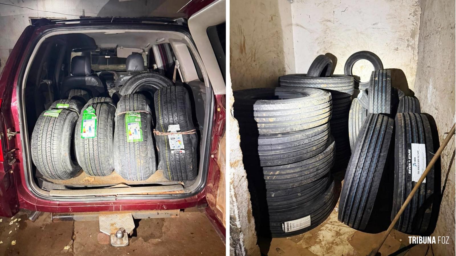 PF e PM apreendem pneus, cigarros e maconha em Foz do Iguaçu