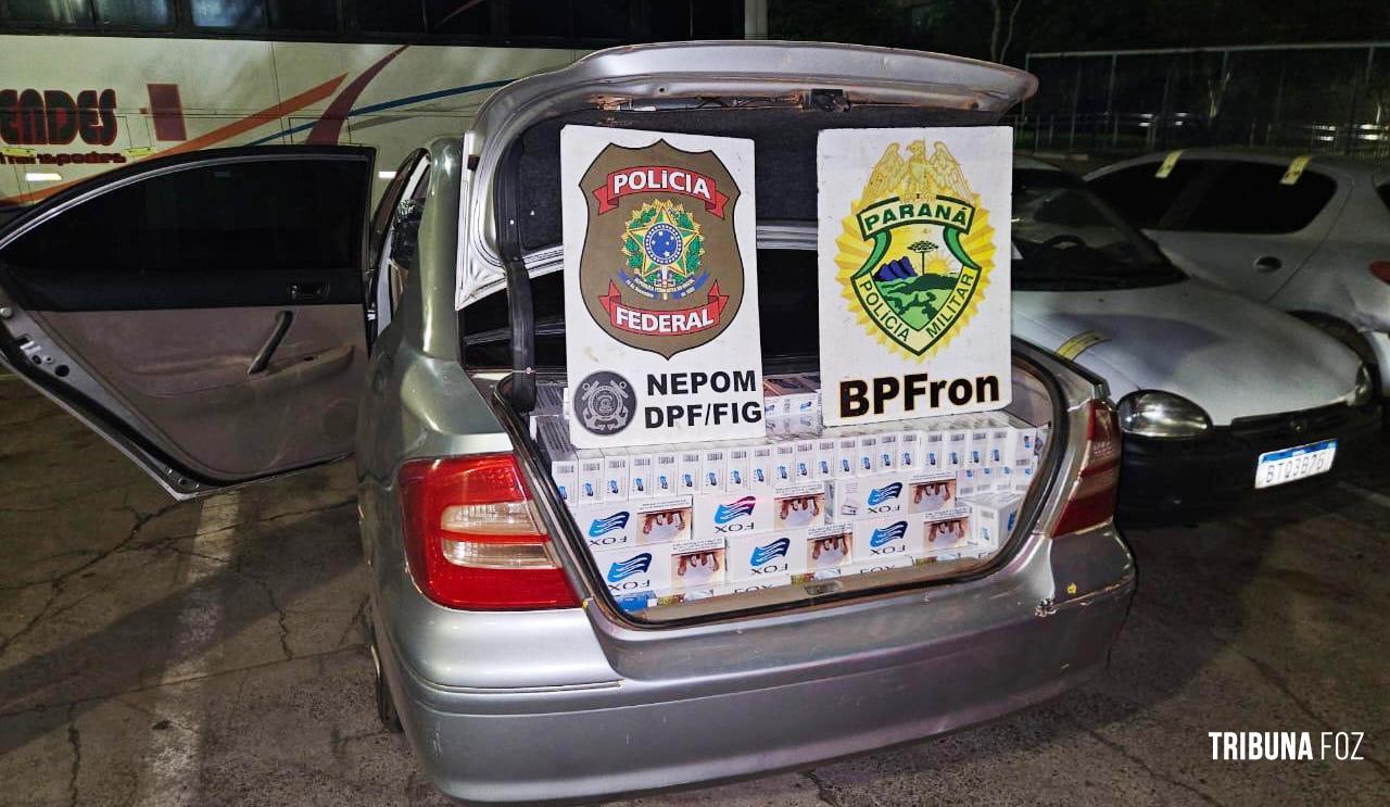 PF e PM apreendem veículo com 6 mil maços de cigarros em Foz do Iguaçu