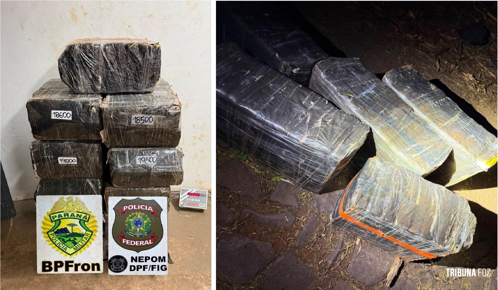 PF e PM prendem cinco pessoas e apreendem 205,4 Kg de maconha em Foz do Iguaçu