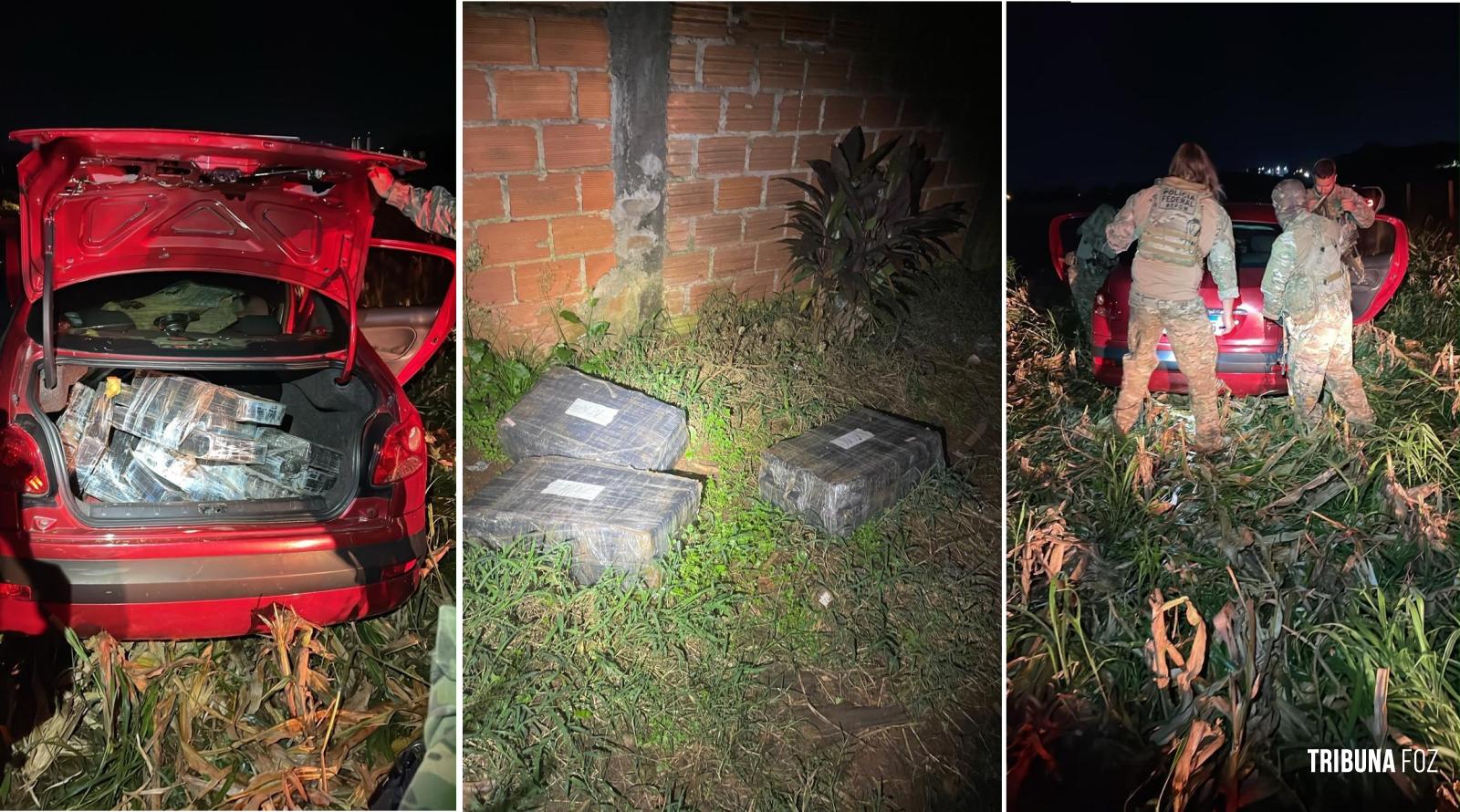 PF, PM e FAB resultam na apreensão de 349 quilos de maconha, cigarros e na prisão de um indivíduo em Foz do Iguaçu
