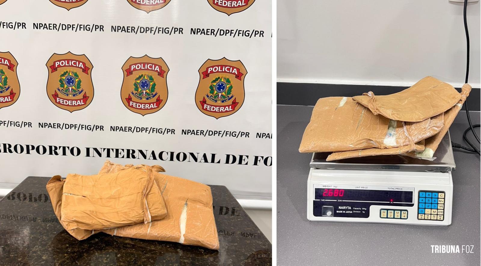 PF prende passageira com 2,6 Kg de cocaína presos ao corpo no Aeroporto de Foz do Iguaçu