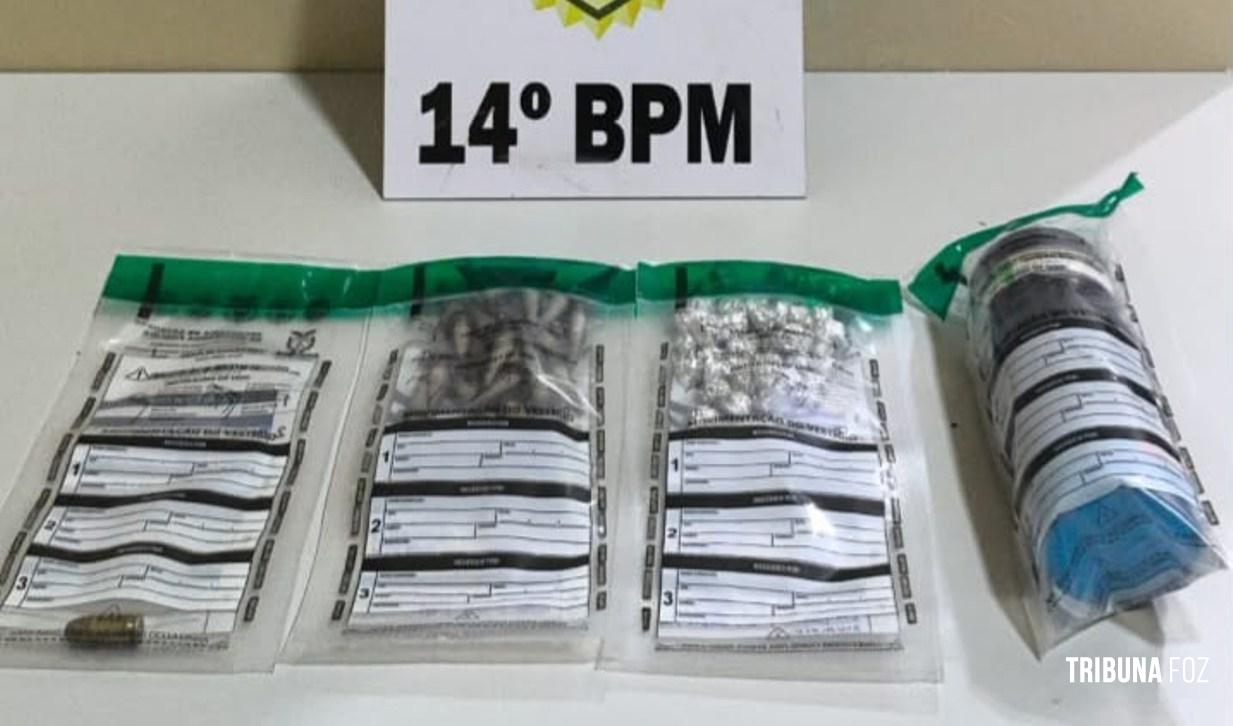 PM apreende cocaína, crack e munição durante ação contra o tráfico no bairro Ipê em Medianeira