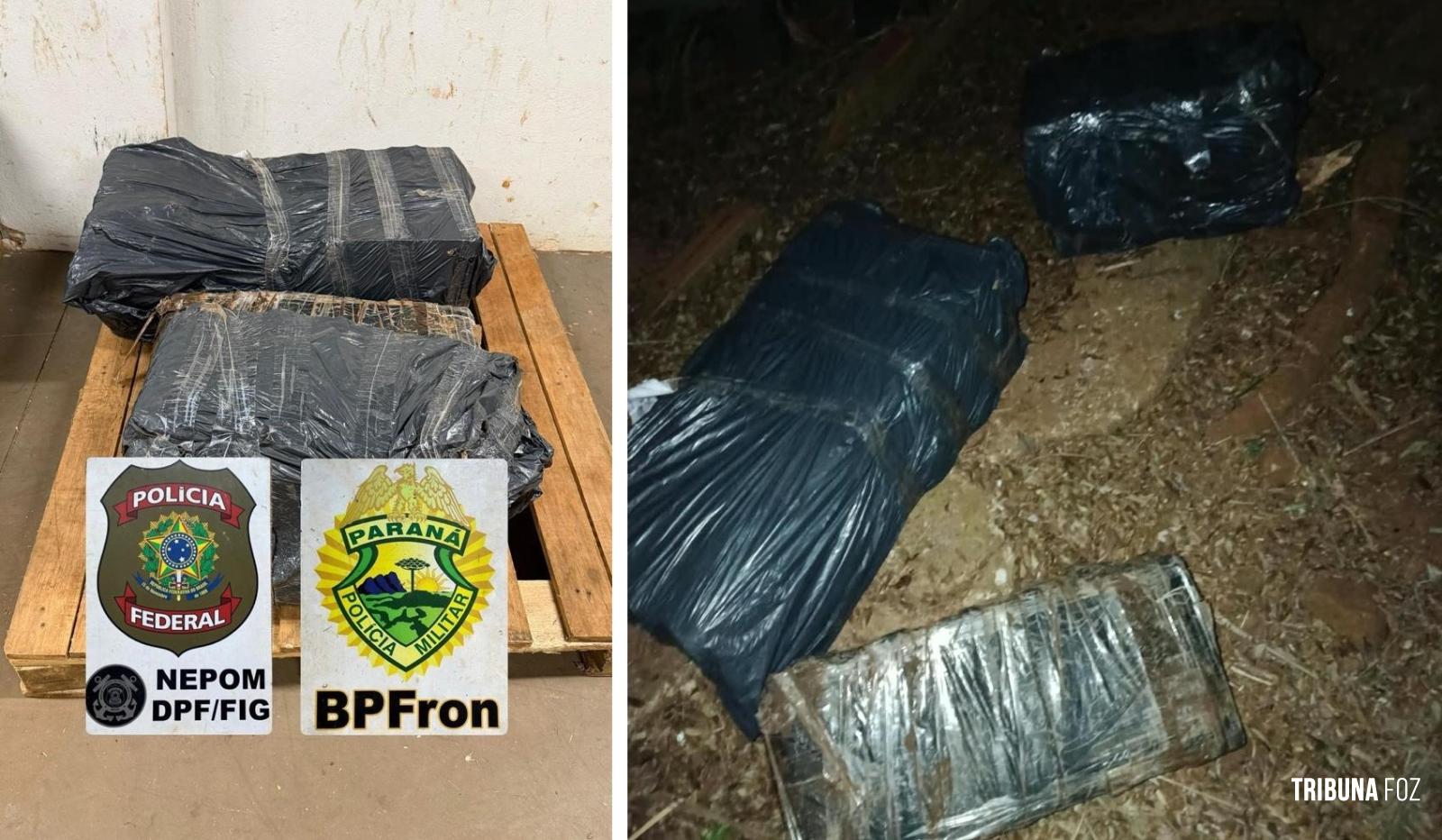 Policia Federal e PMPR apreendem 63,1 Kg de maconha às margens do Rio Paraná em Foz do Iguaçu
