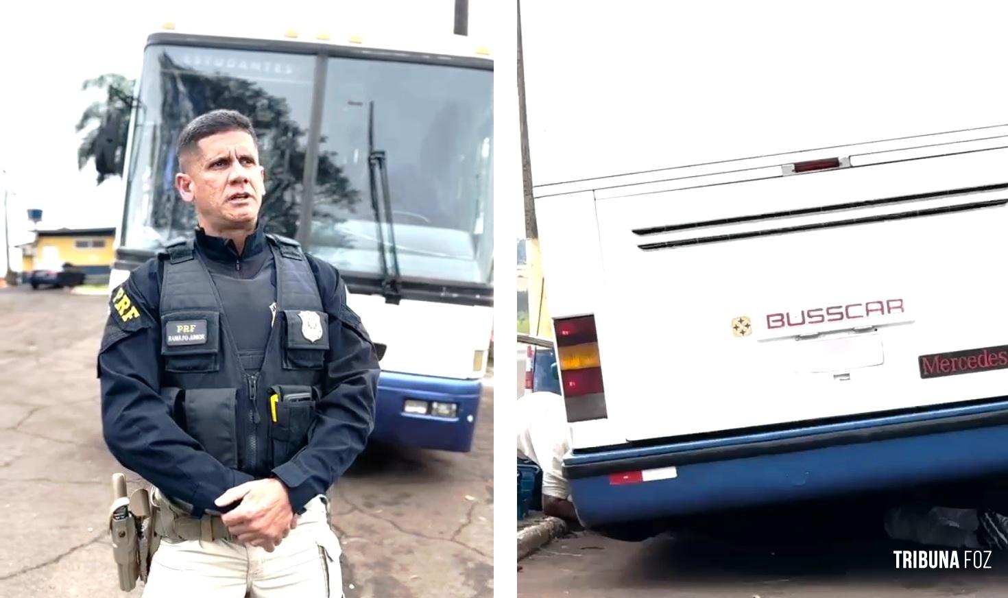 PRF identifica ônibus com inclinação acentuada durante fiscalização na BR-277 em Santa Terezinha de Itaipu
