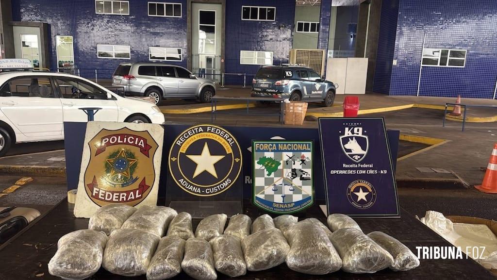 Receita Federal apreende aproximadamente 10 Kg de maconha tipo capulho na Ponte da Amizade 