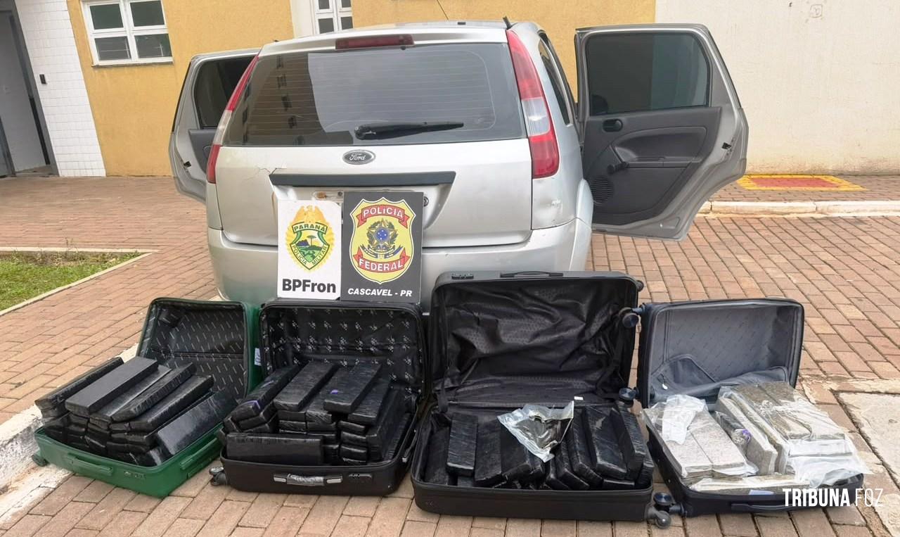 BPFRON e PF apreendem entorpecentes em abordagem a veículo na BR-277 em Santa Tereza do Oeste