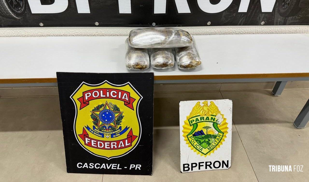 BPFRON e PF prendem homem que transportava 4,4 Kg de haxixe em abordagem a veículo na Rodovia BR-277 em Santa Tereza do Oeste
