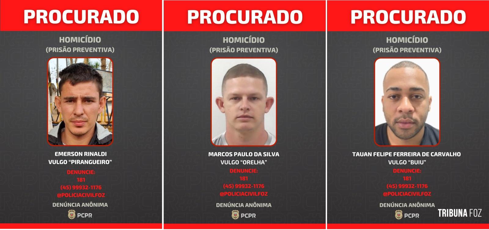 Delegacia de Homicídios identifica autores de homicídio em Foz do Iguaçu e suspeitos são considerados foragidos
