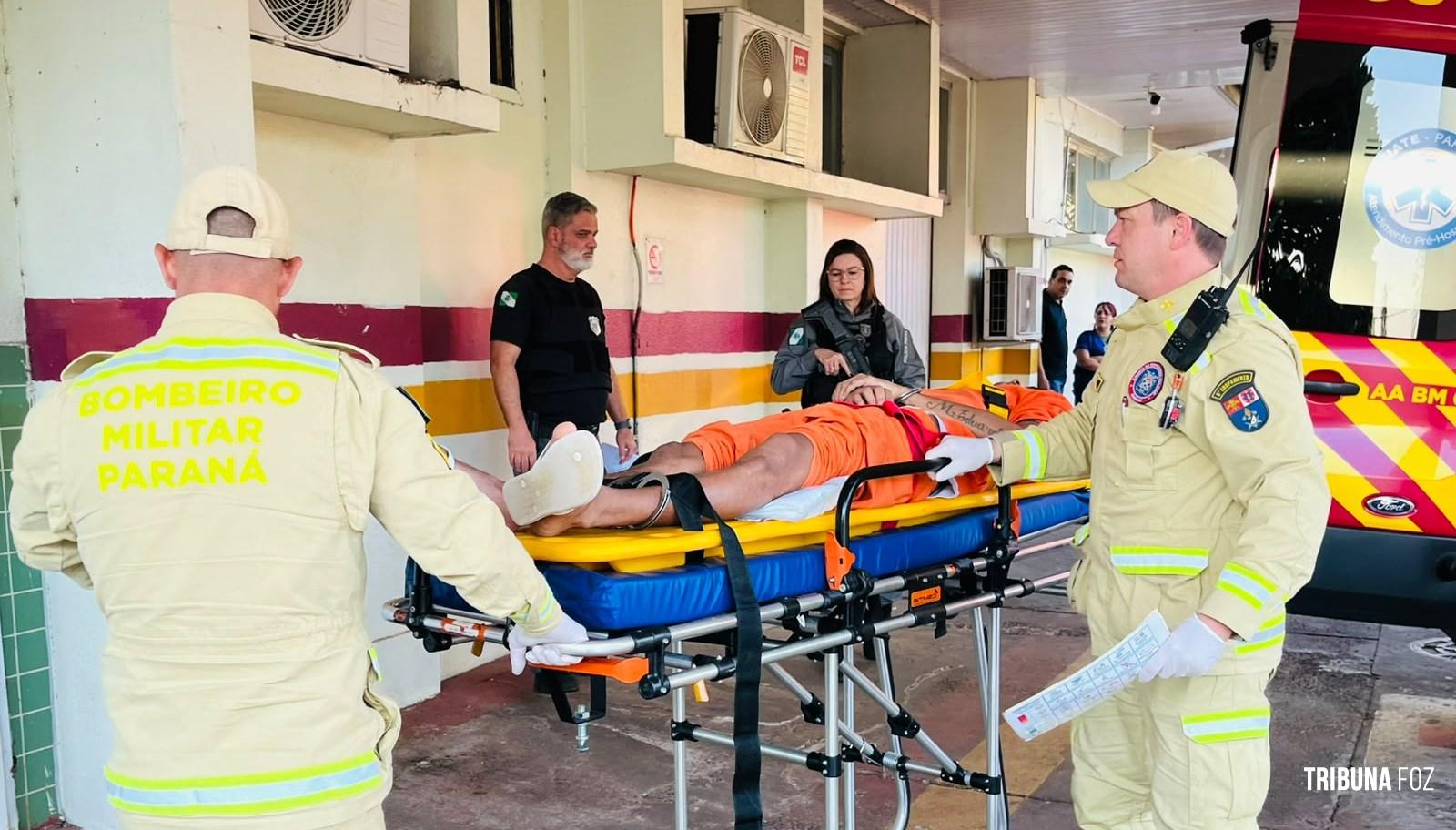 Detento torce o joelho dentro da unidade prisional e precisa ser encaminhado ao Hospital Municipal de Foz do Iguaçu