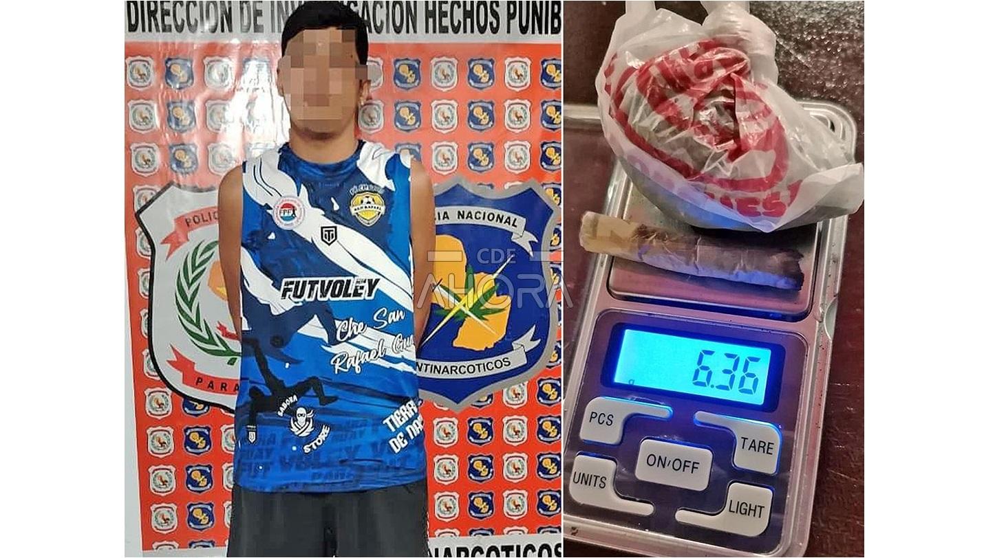 “Grande golpe no microtráfico”: Jovem preso com maconha no bairro de San Rafael em Ciudad Del Este