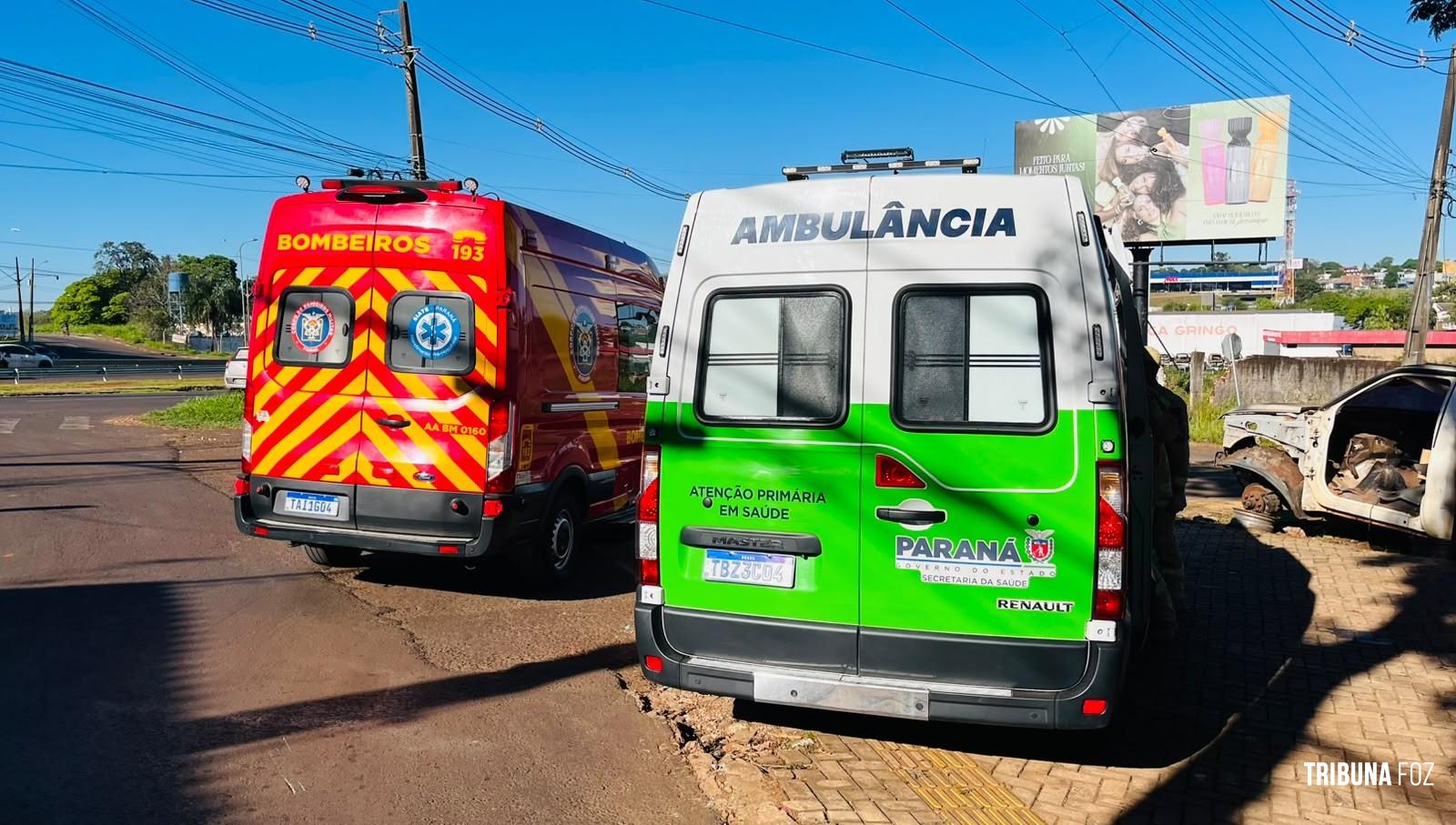 Motociclista sofre queda, fica ferido e acaba socorrido na Vila Brás em Foz do Iguaçu