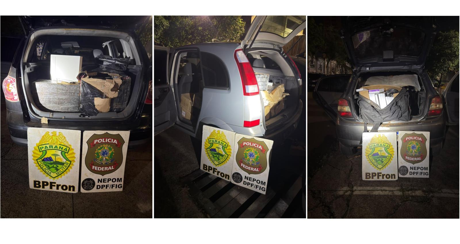 PF e PM interceptam comboio com cigarros, MacBooks, Botox e Retratutida em Foz do Iguaçu