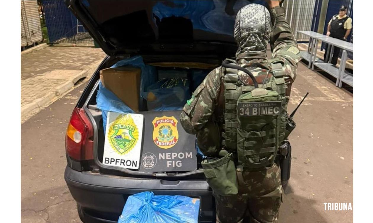 PF, PM e Exército Brasileiro apreendem 7.500 maços de cigarros contrabandeados em Foz do Iguaçu