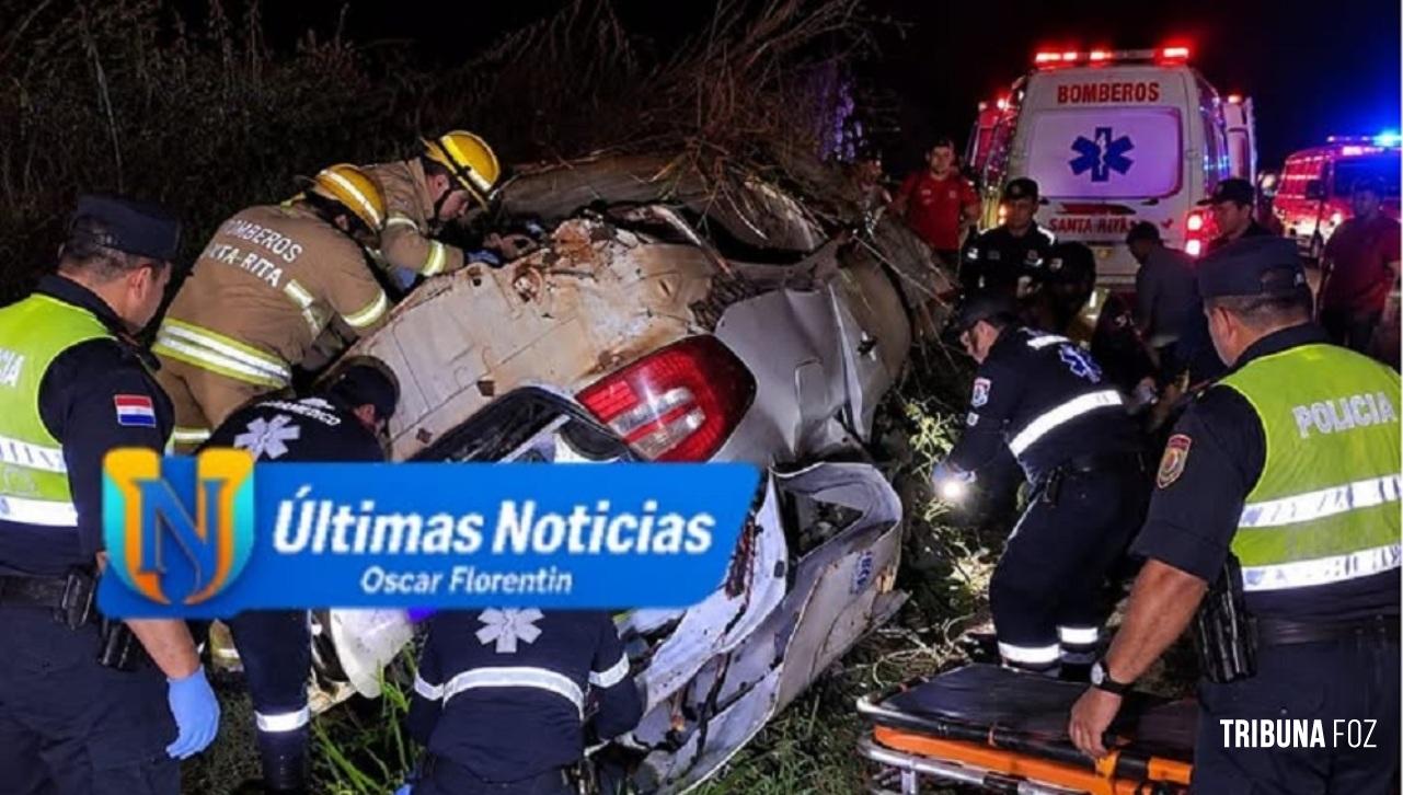 Quatro pessoas feridas após carro capotar na rodovia PY-06 em Tavapy no Paraguai