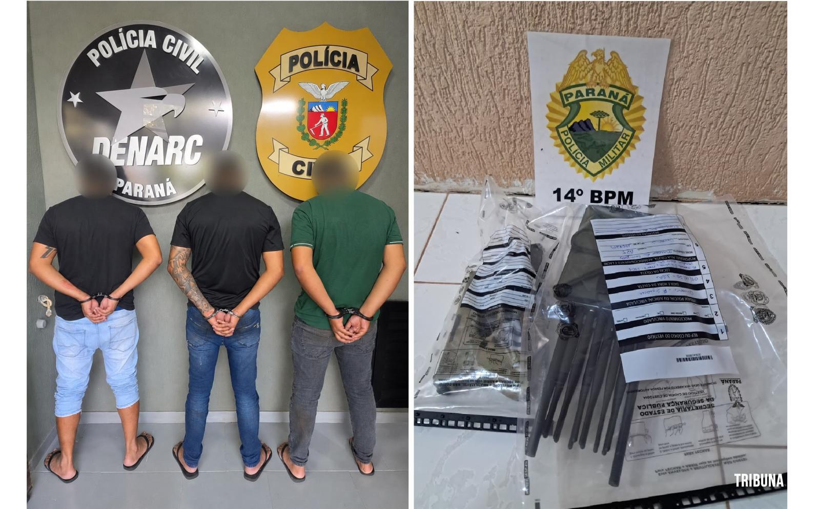 Ação integrada da DENARC-PCPR e do 14º BPM prende três suspeitos de tentativa de latrocínio em Foz do Iguaçu