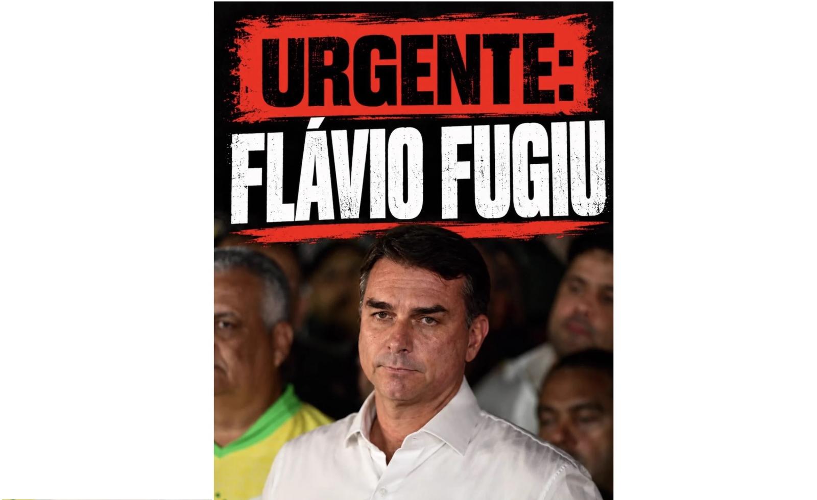 Aliados de Flávio Bolsonaro são avisados de que ele fugiu do Brasil