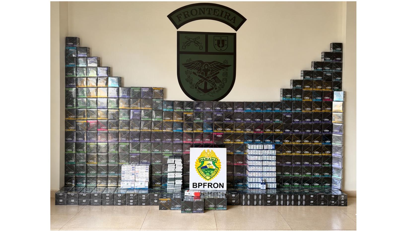 BPFRON apreende medicamentos e cigarros eletrônicos em veículo na fronteira com a Argentina