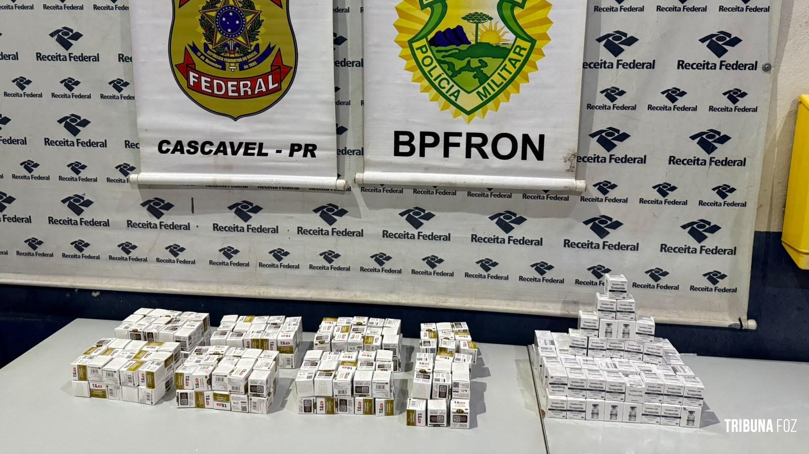 BPFRON e PF apreendem 1.276 ampolas de medicamentos emagrecedores em ônibus em Corbélia