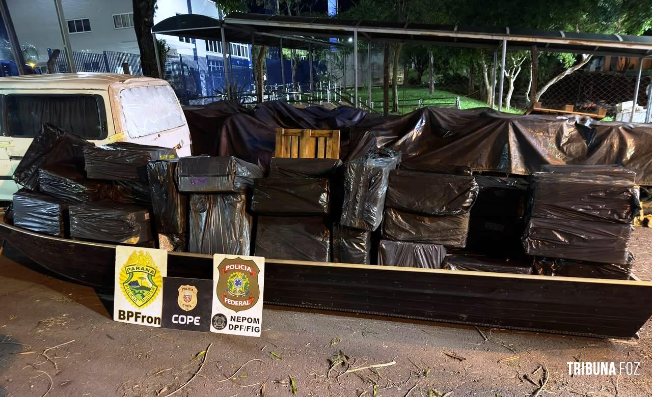BPFRON e Polícia Federal apreendem veículos, embarcação e cigarros contrabandeados em Itaipulândia