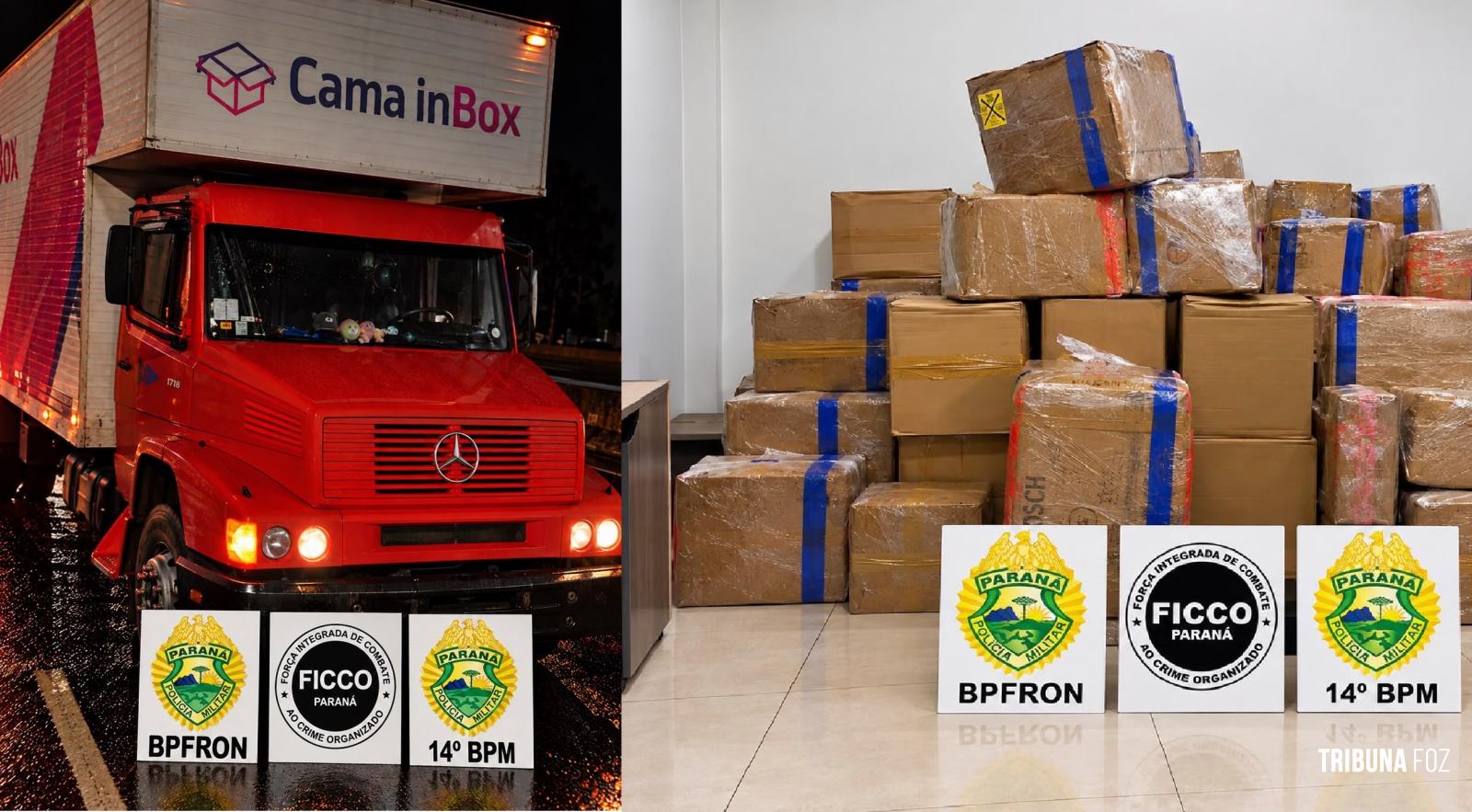 BPFRON, FICCO E 14° BPM apreendem 824 Kg de maconha em caminhão-baú na BR-277 em Santa Tereza do Oeste