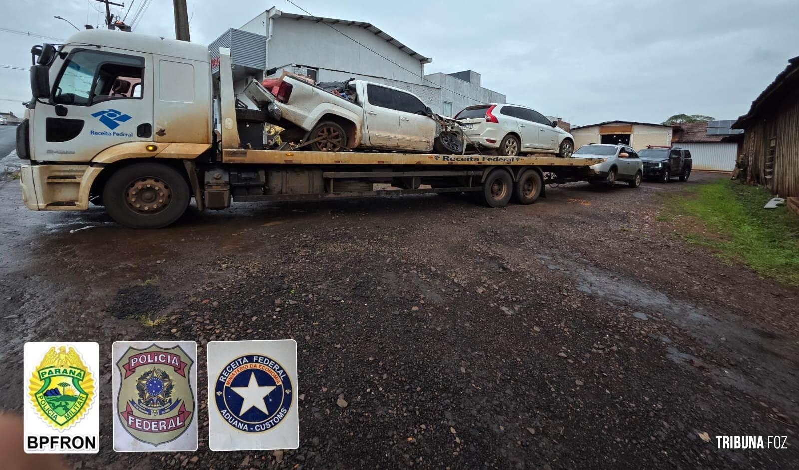 BPFRON, PF e RF apreendem três veículos e 7.500 pacotes de cigarros contrabandeados em Formosa do Oeste