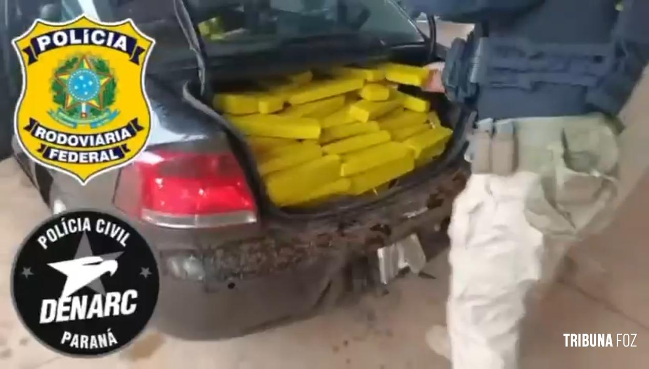 DENARC de Foz do Iguaçu em cão conjunta com a PRF prendem homem após perseguição policial que culminou  com a apreensão de 550 Kg de maconha na BR-277