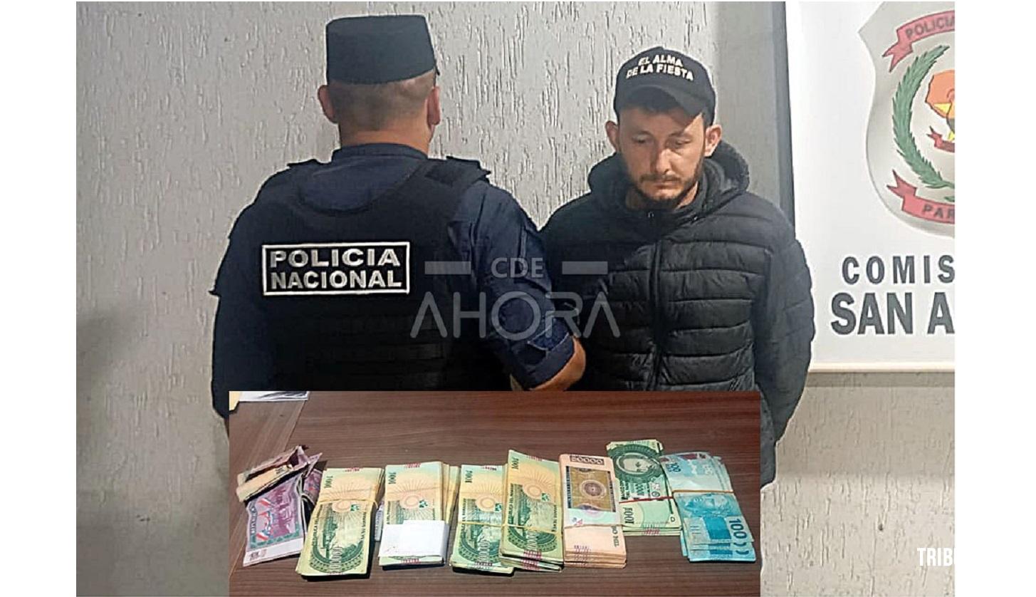 Homem é preso por roubando grande quantidade de dinheiro em uma residência em San Alberto no Paraguai