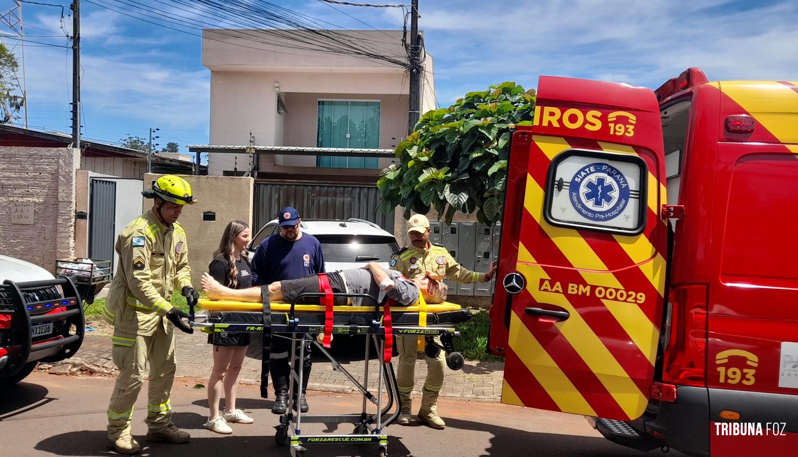 Idoso sofre mal súbito enquanto fazia manutenção no telhado e é socorrido pelo Corpo de Bombeiros na Vila Yolanda