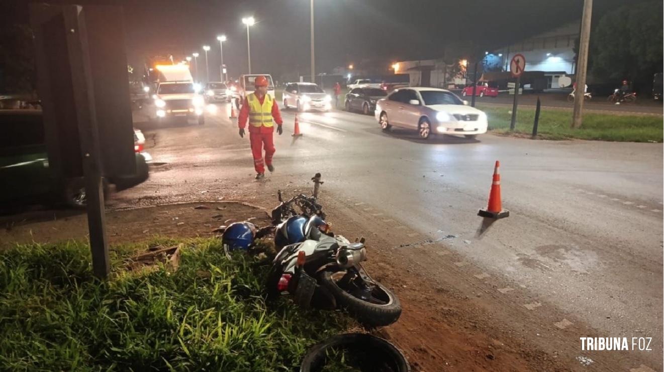 Motociclista fica ferido após colisão com carro no Km 13 em Ciudad Del Este