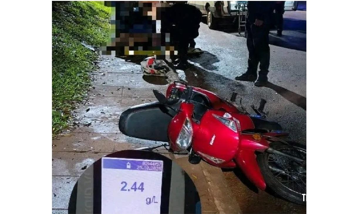 Motociclista sofre ferimentos graves e apresenta teste positivo para alcoolemia após sair da pista na cidade de Wanda na Argentina