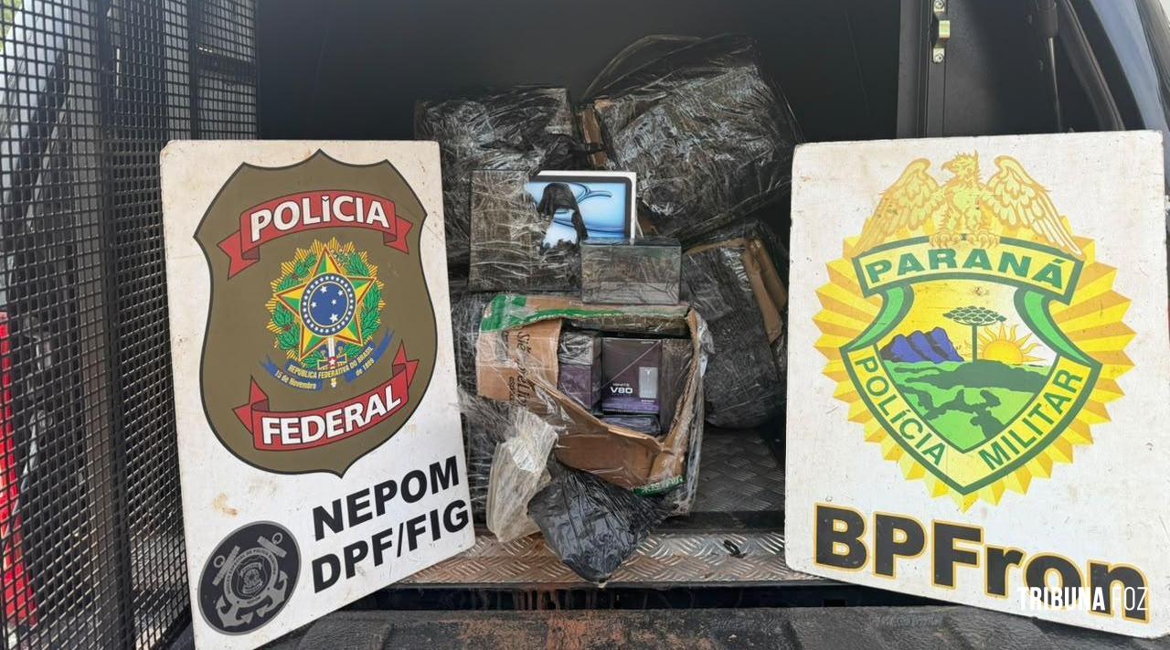 PF e PM apreende cinco volumes de eletrônicos e cigarros eletrônicos em Foz do Iguaçu
