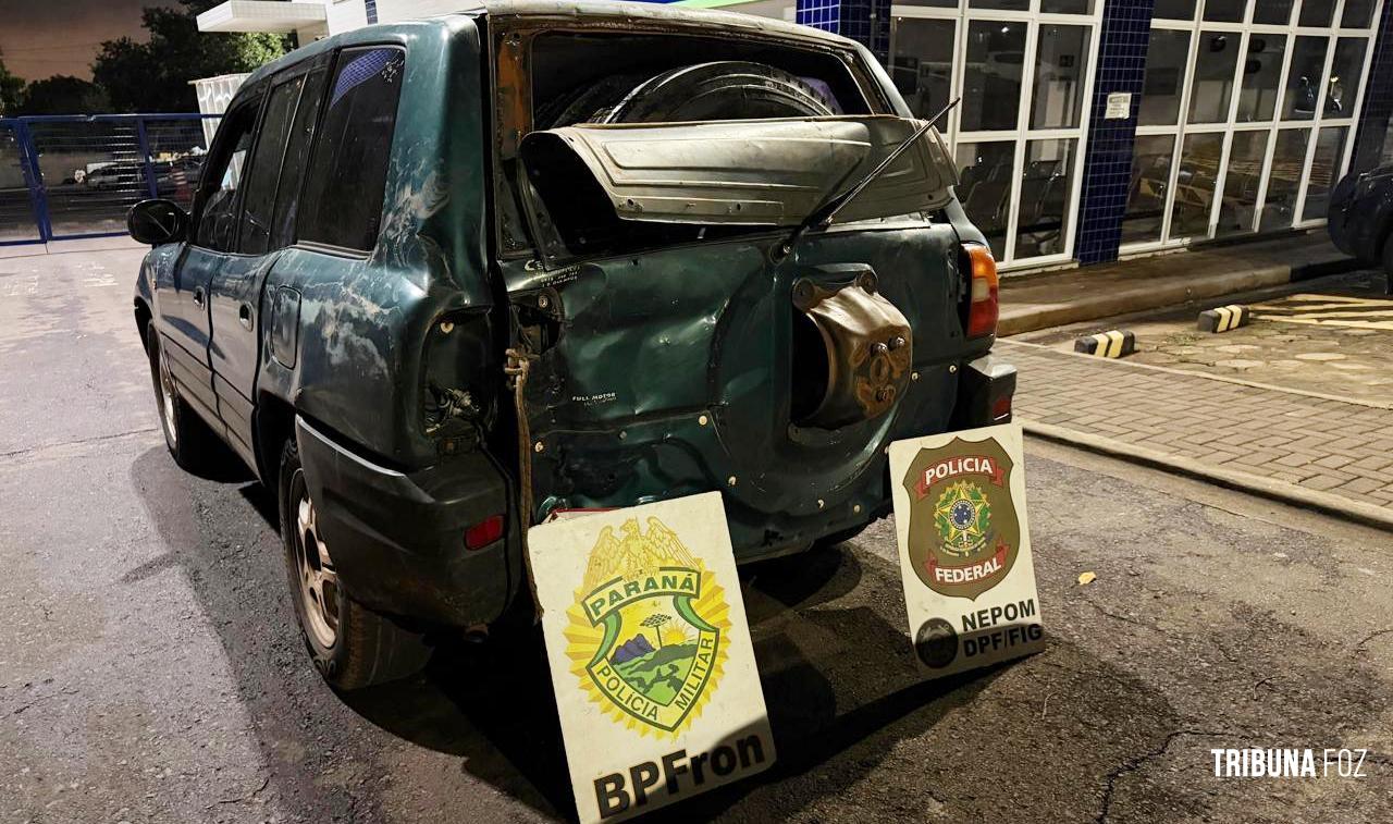 PF e PM apreendem 15 pneus de caminhão em ações contra o descaminho em Foz do Iguaçu