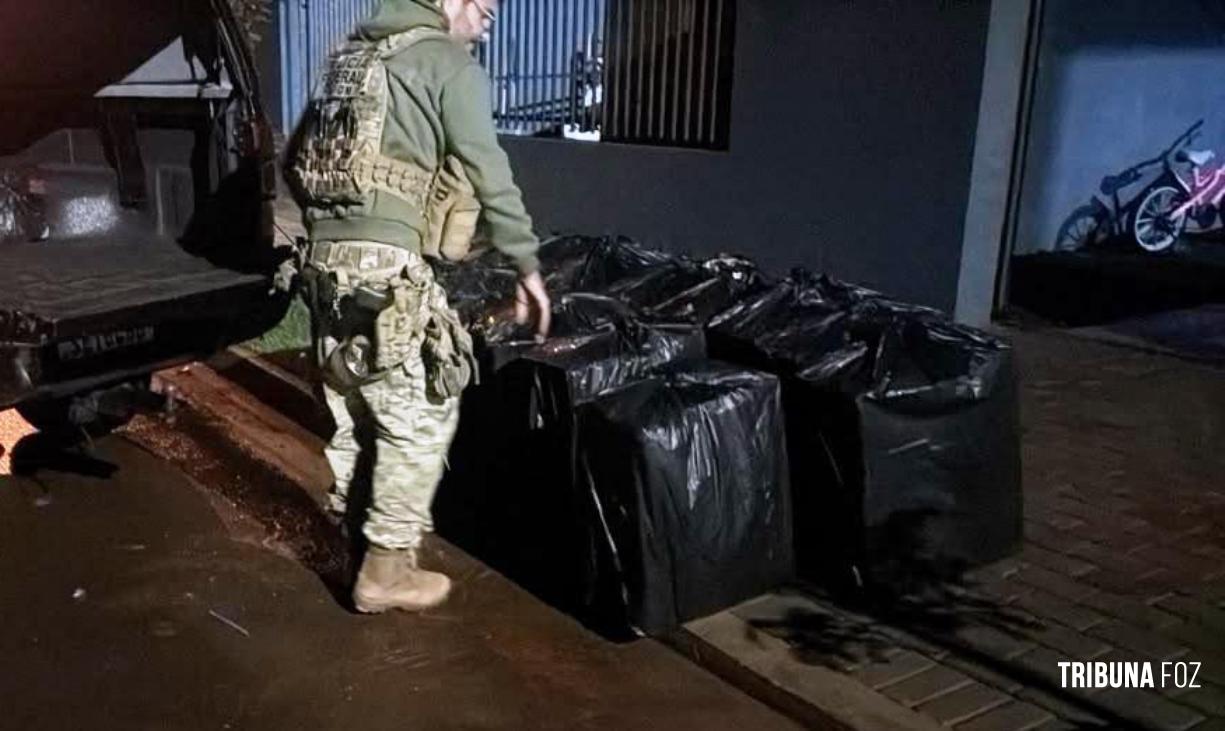 PF e PM apreendem 7,5 mil maços de cigarros em depósito clandestino em Foz do Iguaçu
