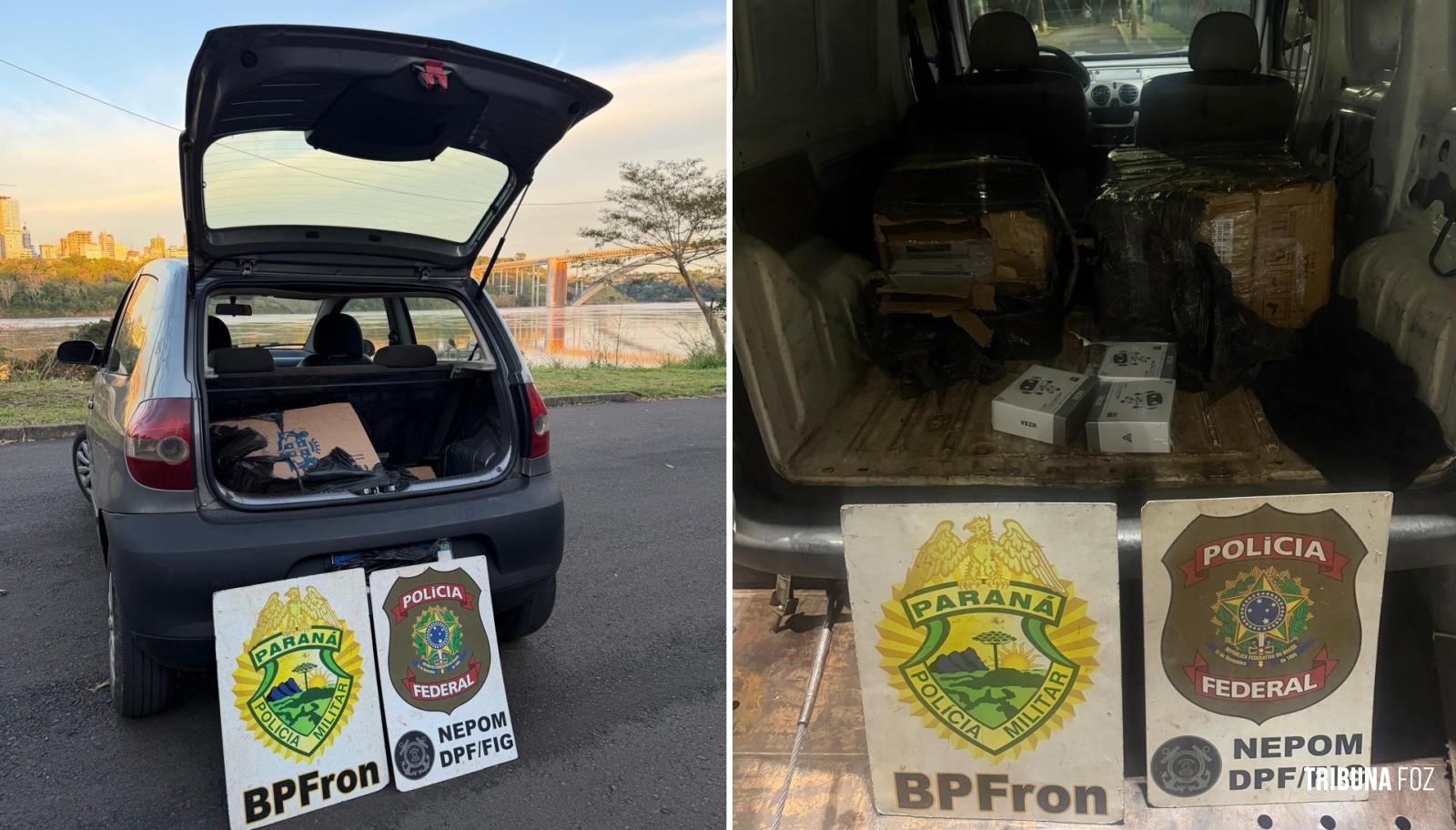 PF e PM apreendem mercadorias, eletrônicos e cigarros após travessias irregulares pelos rios em Foz do Iguaçu