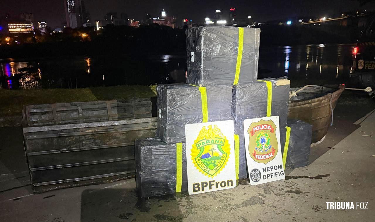Policia Federal e PM apreendem 3 mil maços de cigarros em embarcação no Rio Paraná